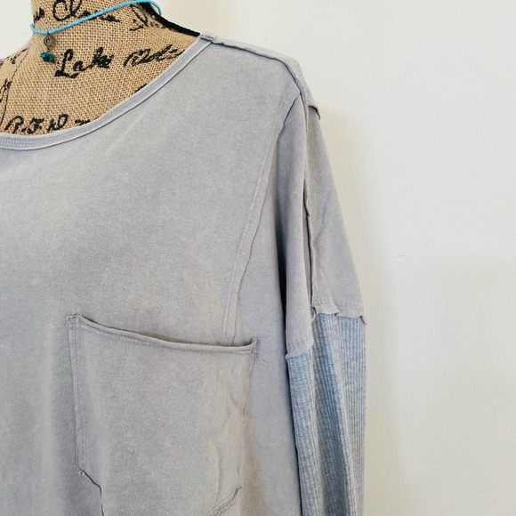 DRESS UP Vintage Wash Oversized Top with Raw Edge Details - Picture 9 of 13